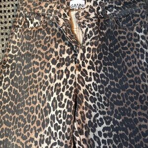 Ganni Brown Leopard Print Jean Trousers